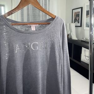 PINK Victoria's Secret "ANGEL" SILVER/ GRAY longsleeve Tee